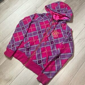 Avirex Y2K Rare Women's Hoodie in Pink and Purple Plaid Size Medium